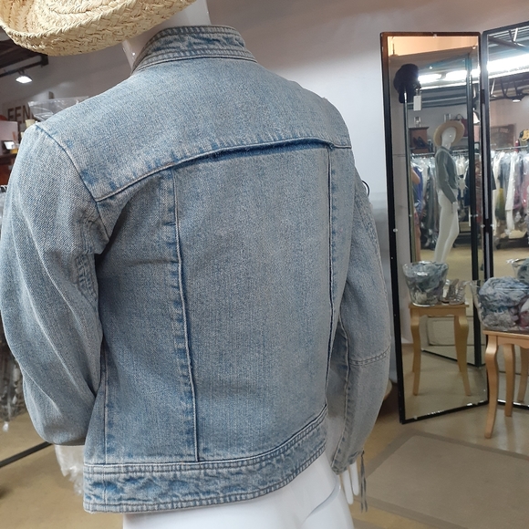 L*EXTRA 25% OFF* GAP Mandarin Collar Denim Jacket - Picture 8 of 12